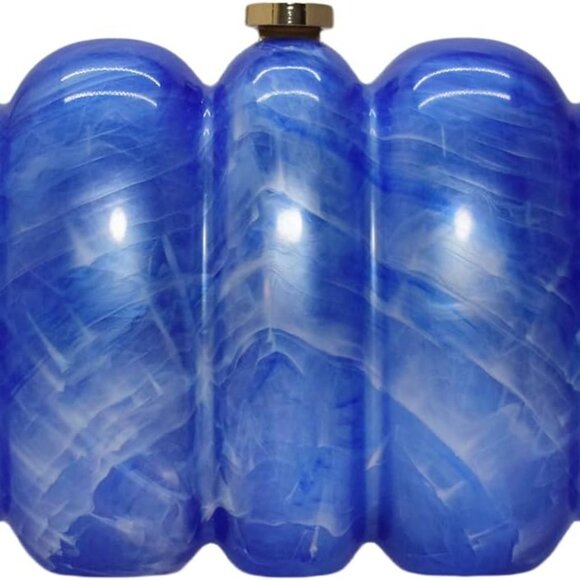Stylish Blue Acrylic Clutch Purse with Pearl Accents - Perfect for Evenings - Picture 1 of 6